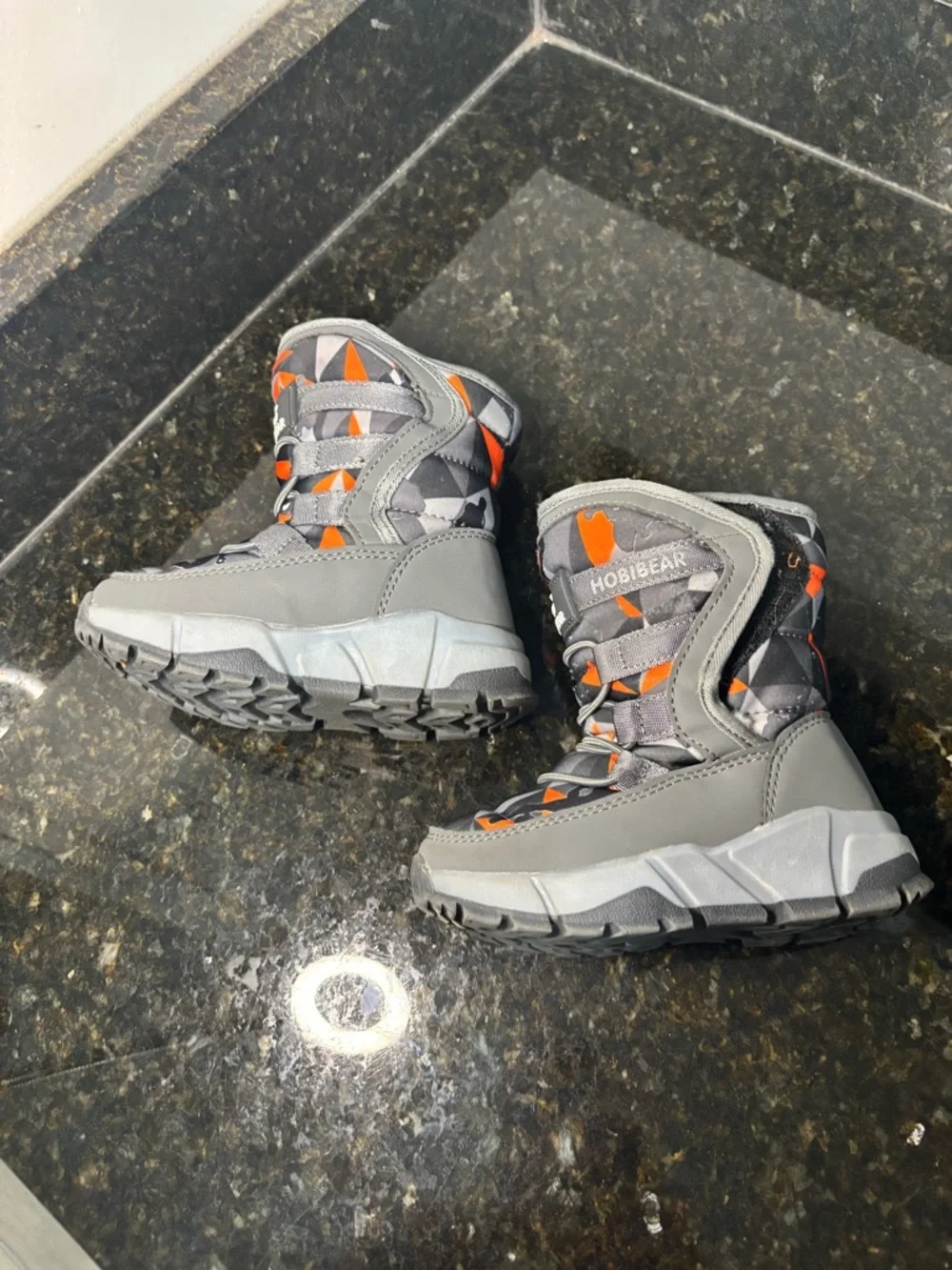 HOBIBEAR Toddler Gray & Orange Winter Boots